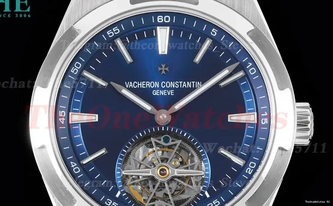 SS ref Stk Blue 6000V Overseas BBR Tourbillon LE 0329